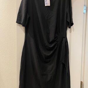 White House Black Market Women's Beaded Boat Neck Ruched Midi Dress Large NWT